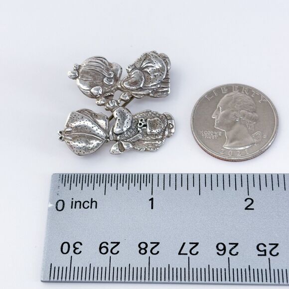 Vintage PMI Mexico Sterling Silver 925 Girls Doing Hair Pin Brooch - Picture 8 of 8